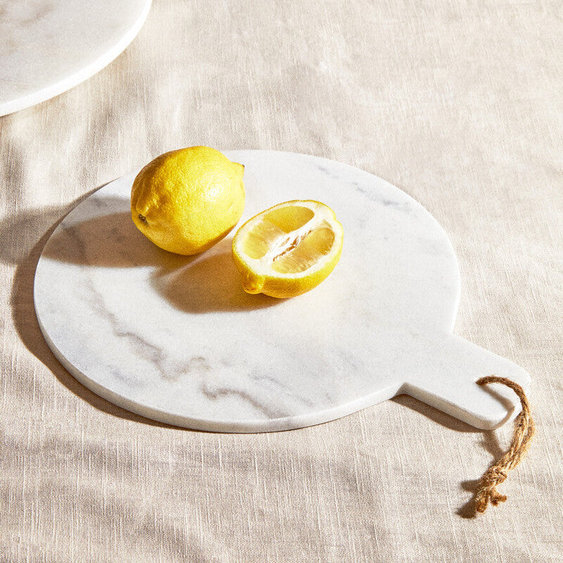 Kindia Round Marble Paddle Chopping And Serving Board