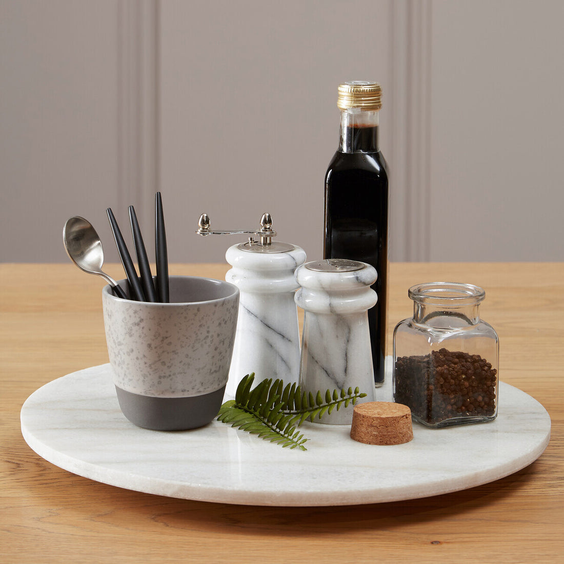 Kindia Round White Marble Lazy Susan