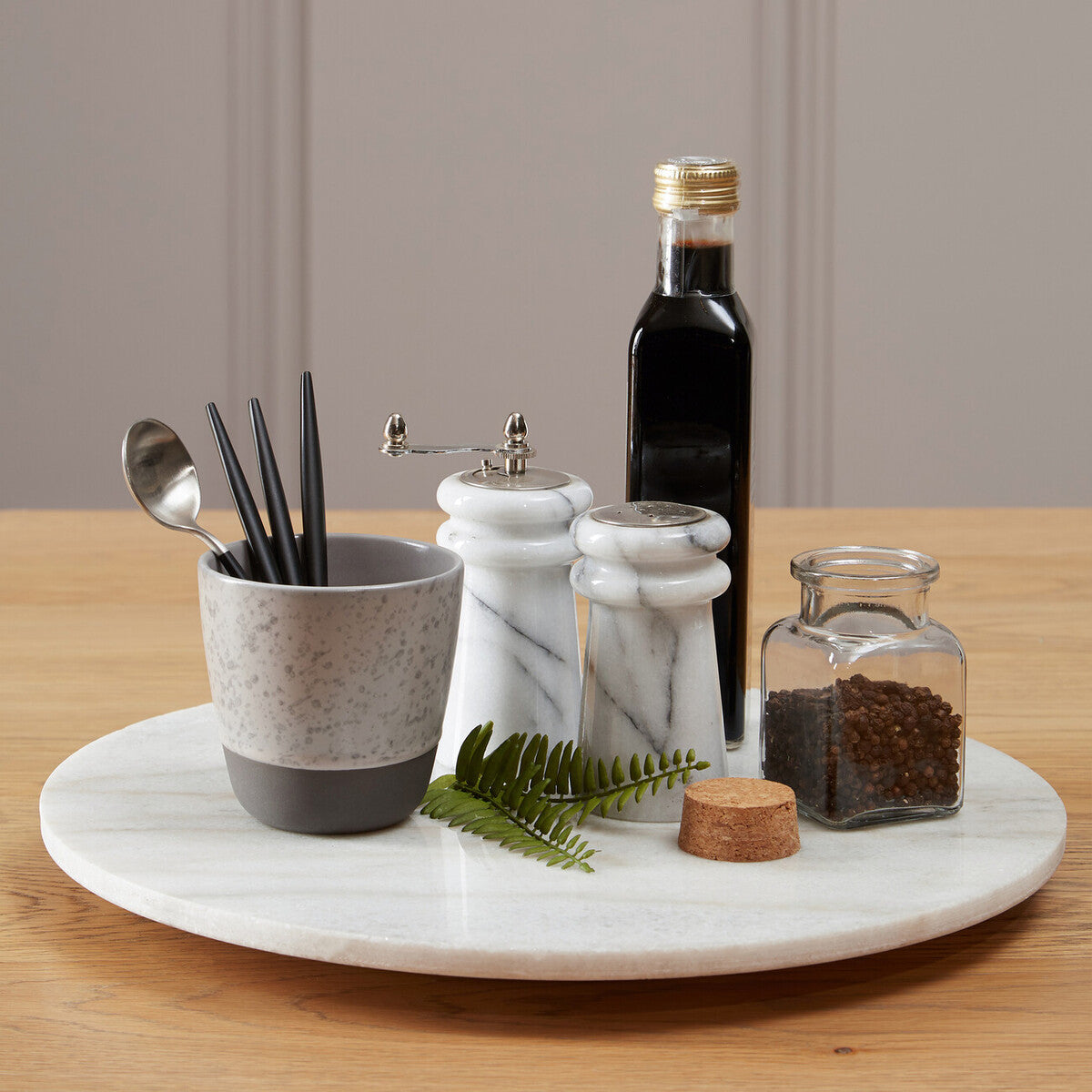 Kindia Round White Marble Lazy Susan