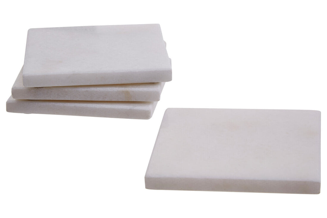 Kindia Set Of Four White Marble Square Coasters