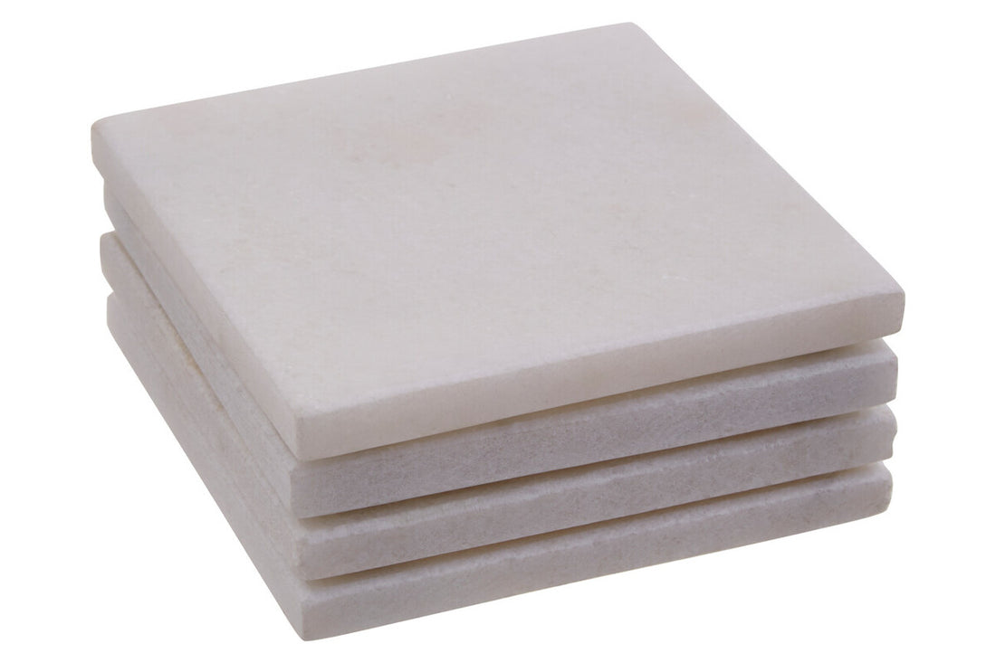 Kindia Set Of Four White Marble Square Coasters