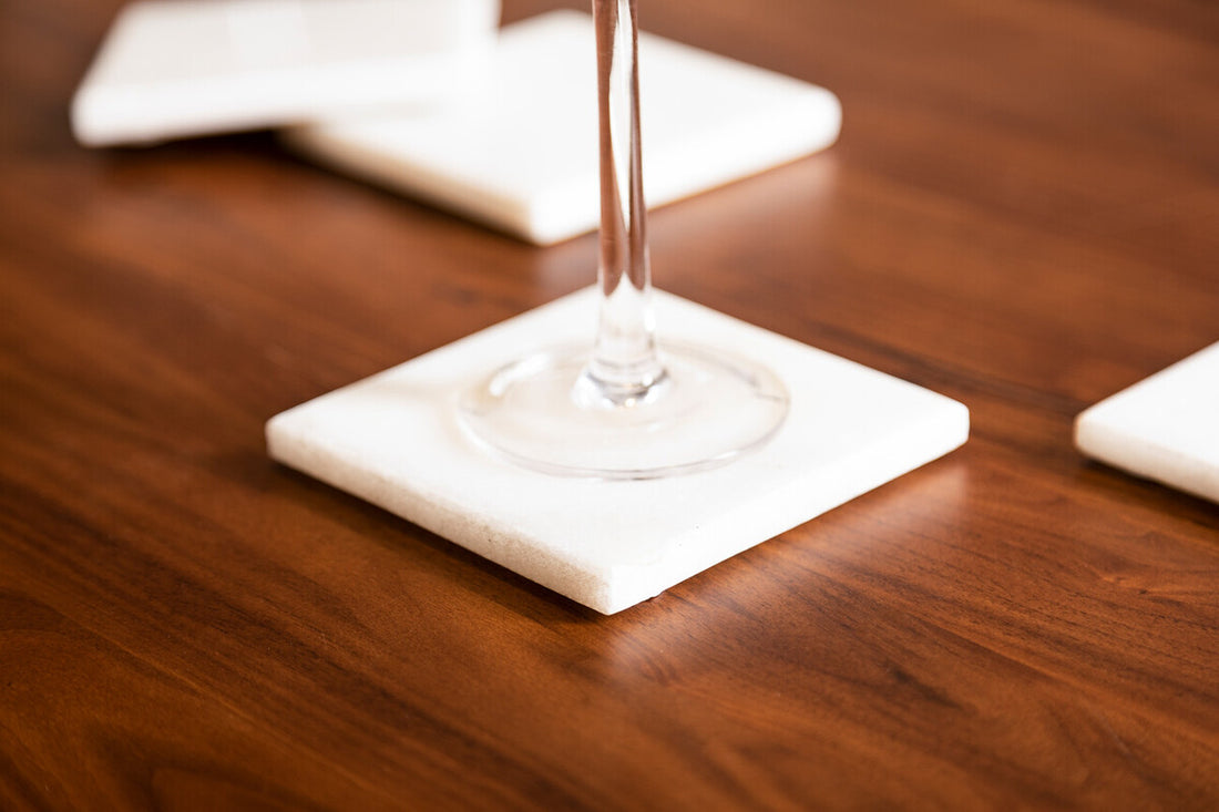 Kindia Set Of Four White Marble Square Coasters
