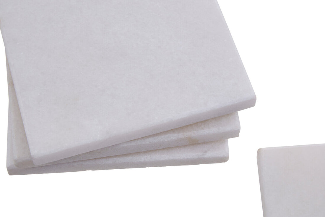 Kindia Set Of Four White Marble Square Coasters
