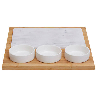 Monzaro 5 Piece White Marble And Ceramic Serving Board