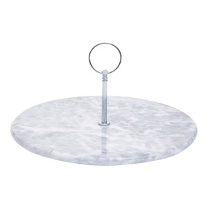 Salerno Grey Marble Cake Stand With Silver Handle