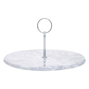 Salerno Grey Marble Cake Stand With Silver Handle