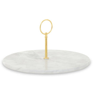 Salerno Grey Marble Cake Stand With Gold Handle