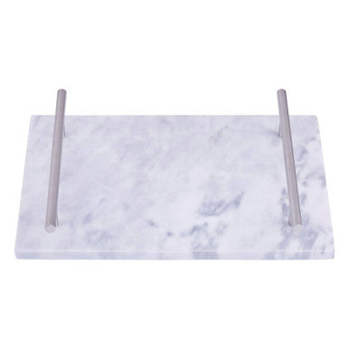 Salerno Grey Marble Serving Board With Silver Handles