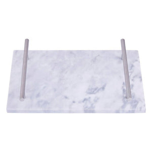 Salerno Grey Marble Serving Board With Silver Handles