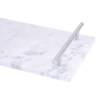 Salerno Grey Marble Serving Board With Silver Handles