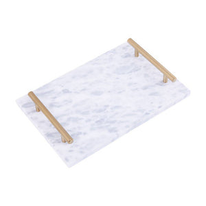 Salerno Grey Marble Serving Board With Gold Handles