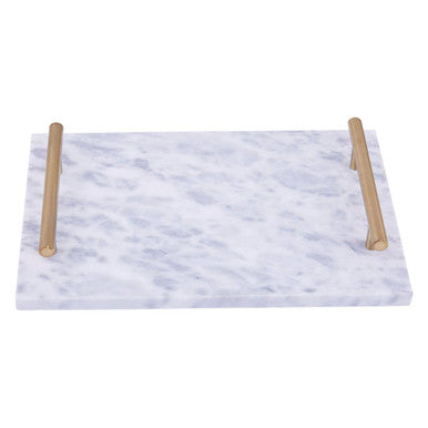 Salerno Grey Marble Serving Board With Gold Handles