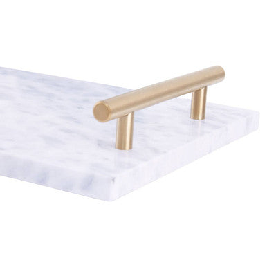Salerno Grey Marble Serving Board With Gold Handles