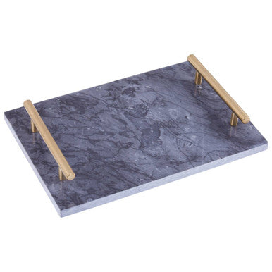Marmore Black Marble Serving Board With Gold Handles