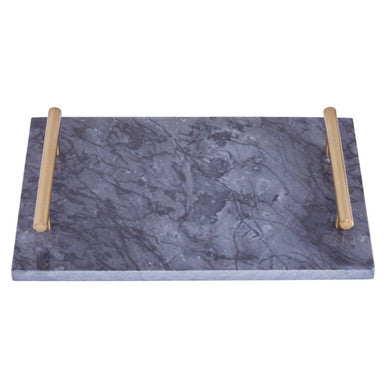 Marmore Black Marble Serving Board With Gold Handles