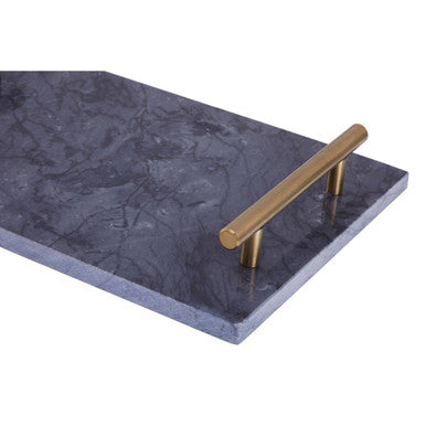 Marmore Black Marble Serving Board With Gold Handles