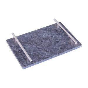 Marmore Black Marble Serving Board With Silver Handles