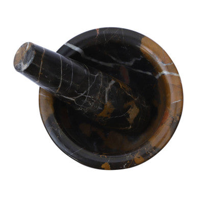 Marmore Black And Gold Marble Mortar And Pestle