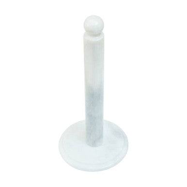 Marble-patterned paper towel holder on a white background