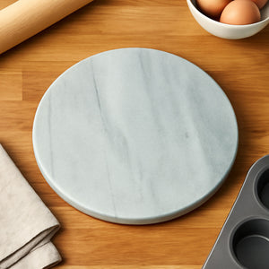 White Marble Round Chopping and Serving Board | Salerno