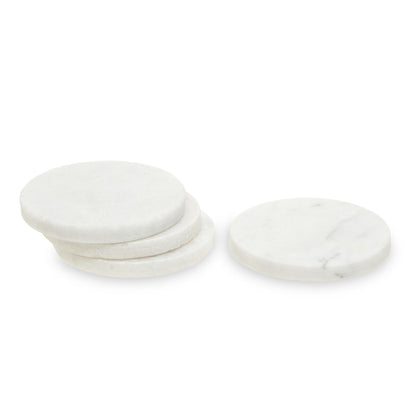 Kindia Set Of 4 White Marble Round Coasters