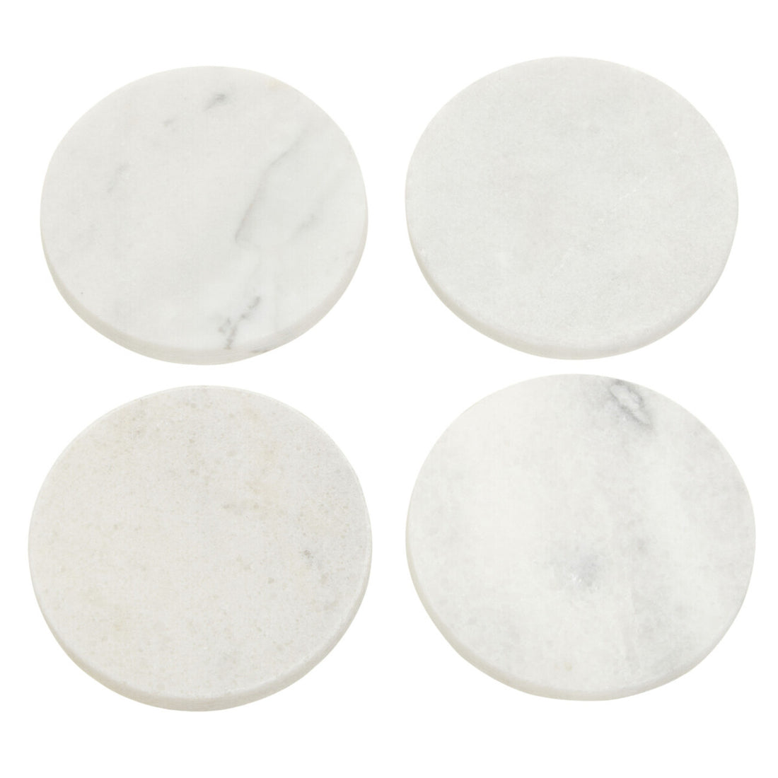 Kindia Set Of 4 White Marble Round Coasters