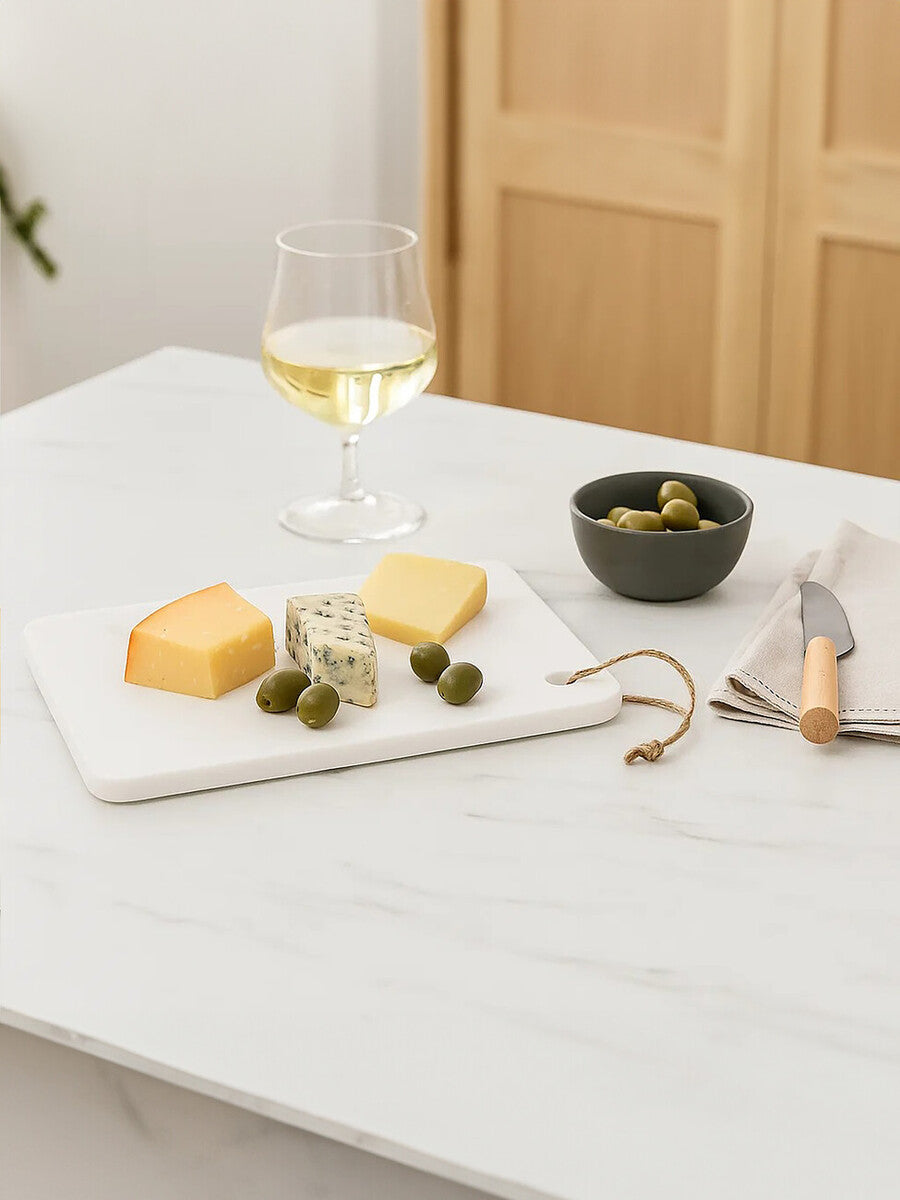 Kindia White Marble Chopping and Serving Board with Hanging Loop - Image 11