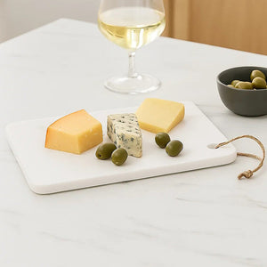Kindia White Marble Chopping and Serving Board with Hanging Loop