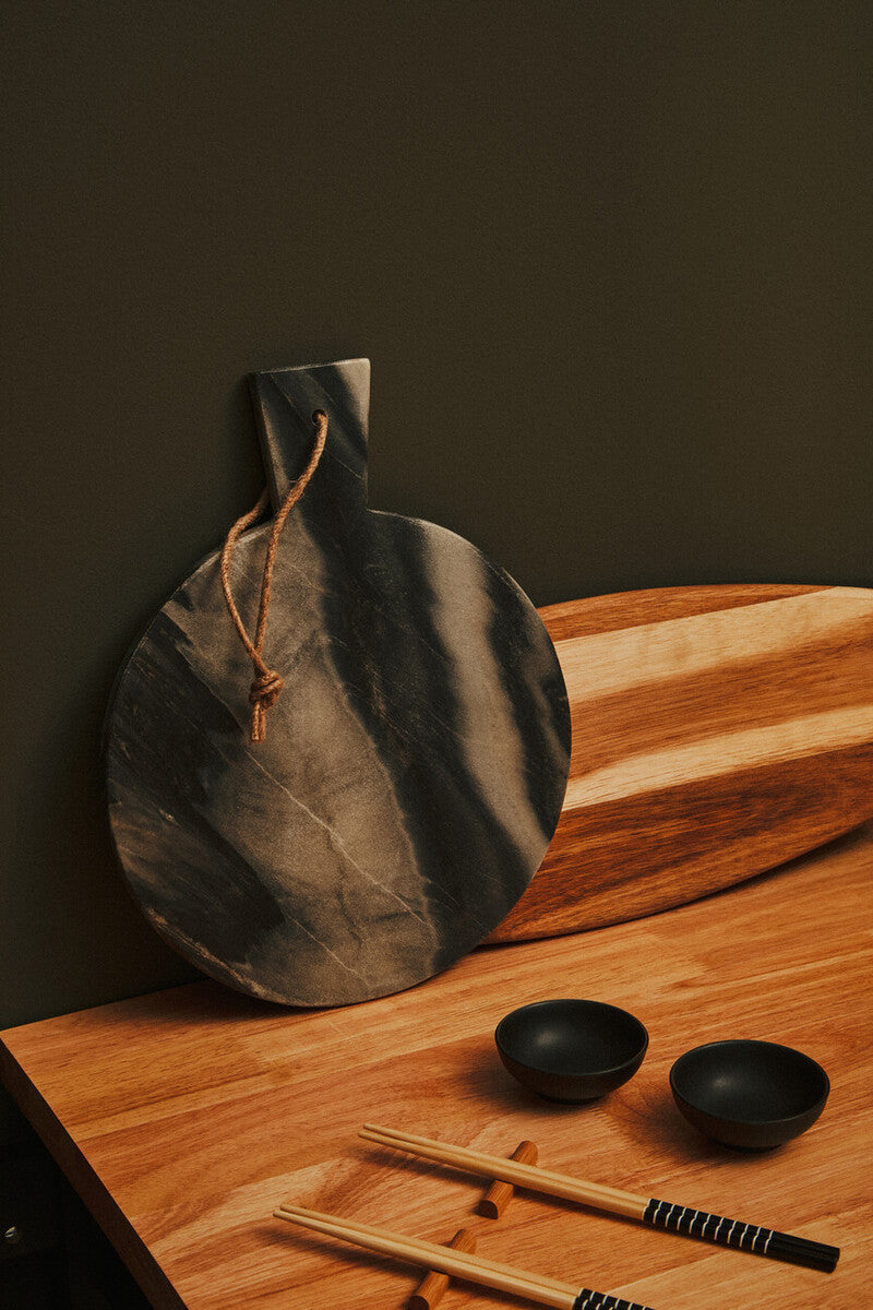 Marmore Grey Marble Round Paddle Serving Board
