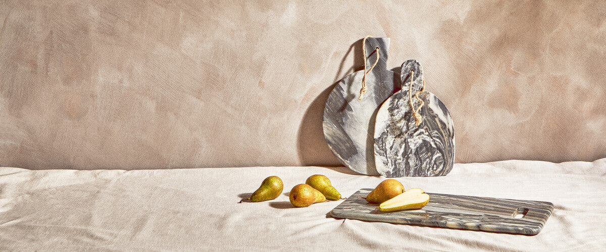 Marmore Grey Marble Round Paddle Serving Board