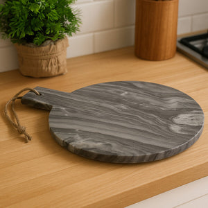 Marmore Grey Marble Round Paddle Serving Board