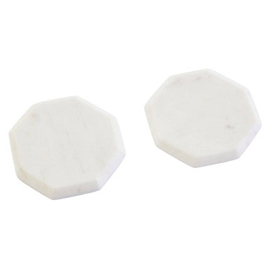 Kindia Set Of 4 White Marble Octagonal Coasters