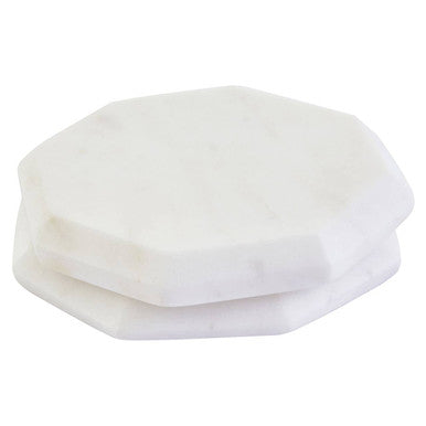 Kindia Set Of 4 White Marble Octagonal Coasters