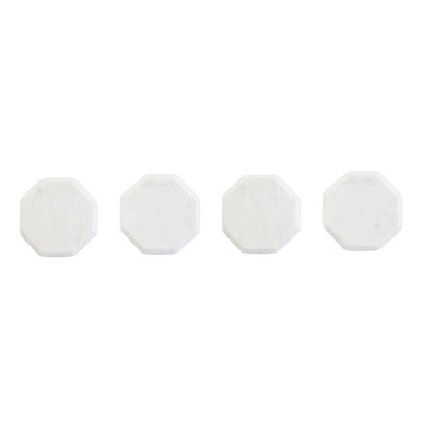 Kindia Set Of 4 White Marble Octagonal Coasters