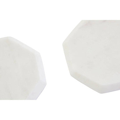 Kindia Set Of 4 White Marble Octagonal Coasters