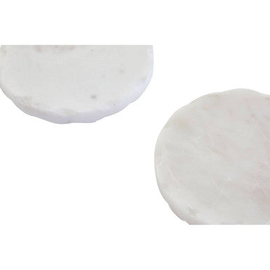 Kindia Set Of 4 White Marble Rustic Edge Coasters
