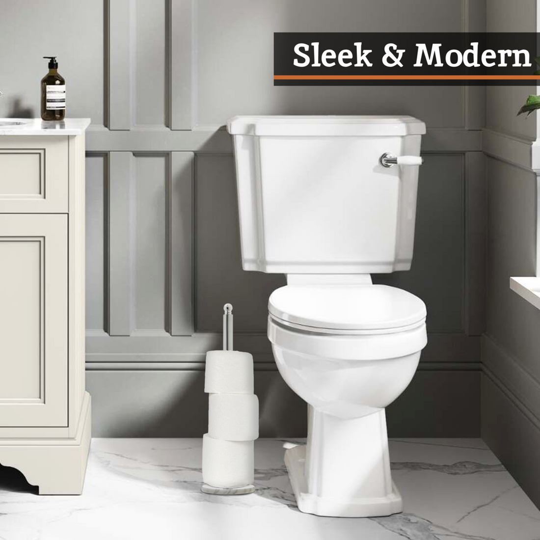 Linnea Chrome and White Marble Toilet Roll Holder