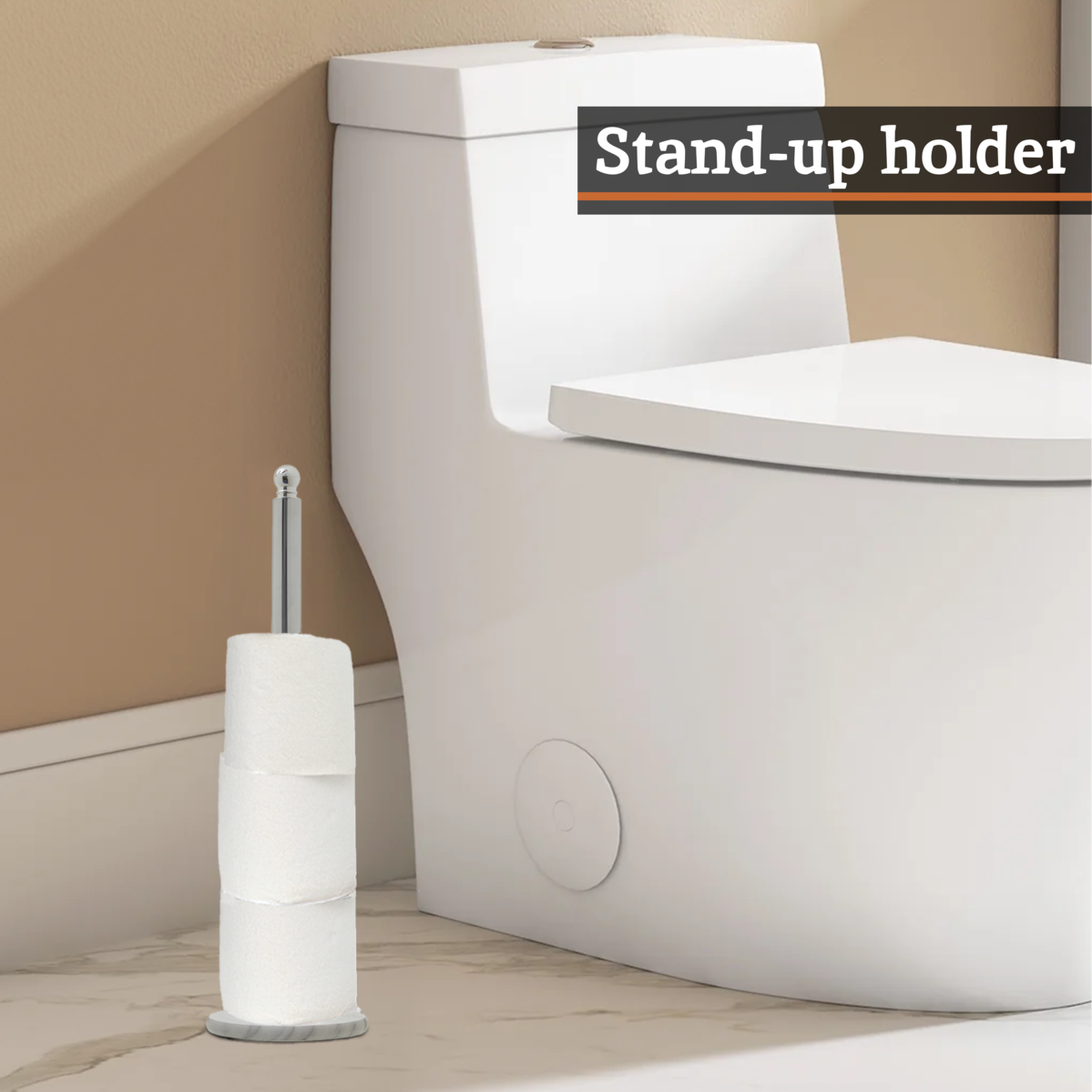 Linnea Chrome and White Marble Toilet Roll Holder