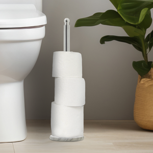 Chrome and White Marble Toilet Roll Holder | Linnea