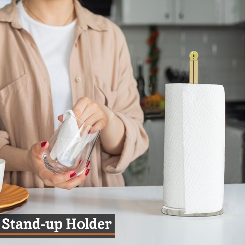 Delphine Gold Kitchen Roll Holder With Marble Base