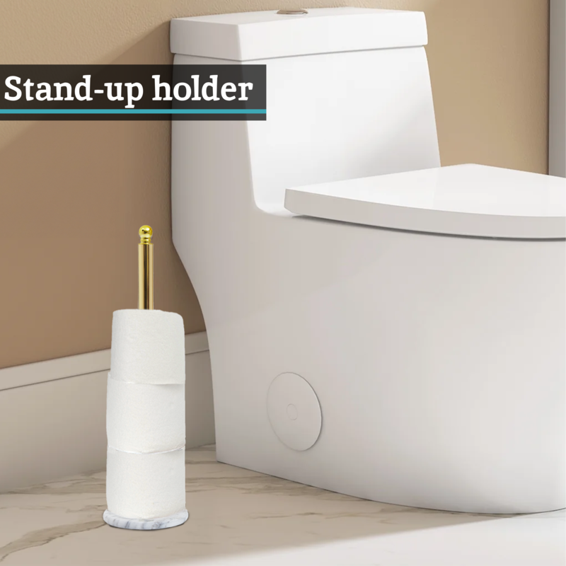 Delphine Gold Kitchen Roll Holder With Marble Base