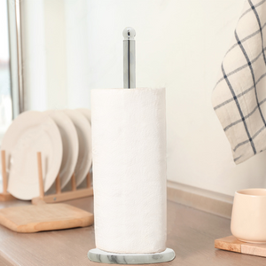 Chrome Kitchen Roll Holder with Marble Base | Delphine