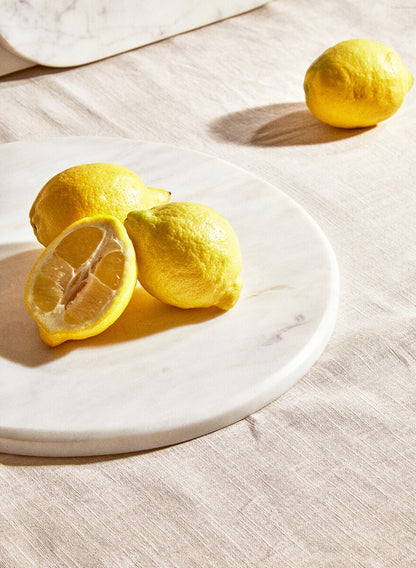 Kindia Round White Marble Chopping and Serving Board