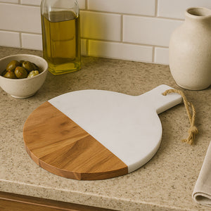Large Marble and Acacia Wood Paddle Board | Monzaro