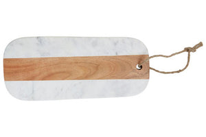Monzaro Oblong White Marble And Acacia Wood Board