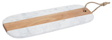 Monzaro Oblong White Marble And Acacia Wood Board