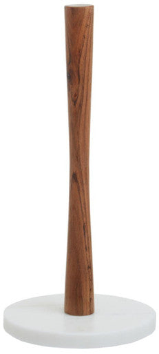 Monzaro Acacia Wood And Marble Kitchen Roll Holder