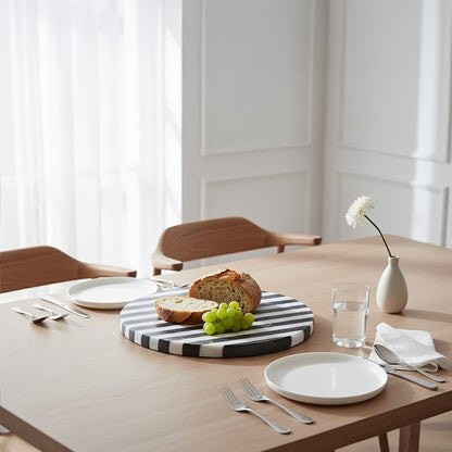 Soma Small Black and White Marble Round Cheese Board