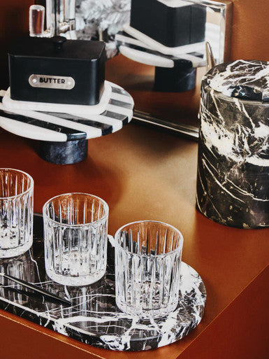 Soma Small Black and White Marble Round Cake Stand