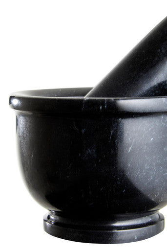 Marmore Black Marble Mortar And Pestle With Rim